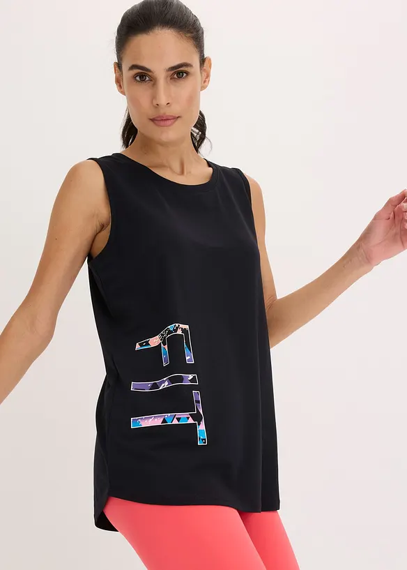 Sport-Top (2er Pack), schnelltrocknend in schwarz von vorne (im Anschnitt) - bonprix Sport-Top (2er Pack), schnelltrocknend in schwarz von vorne (im Anschnitt) - bonprix