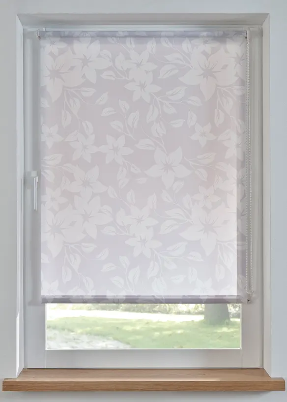 Sichtschutzrollo mit Blumendruck in grau - bonprix