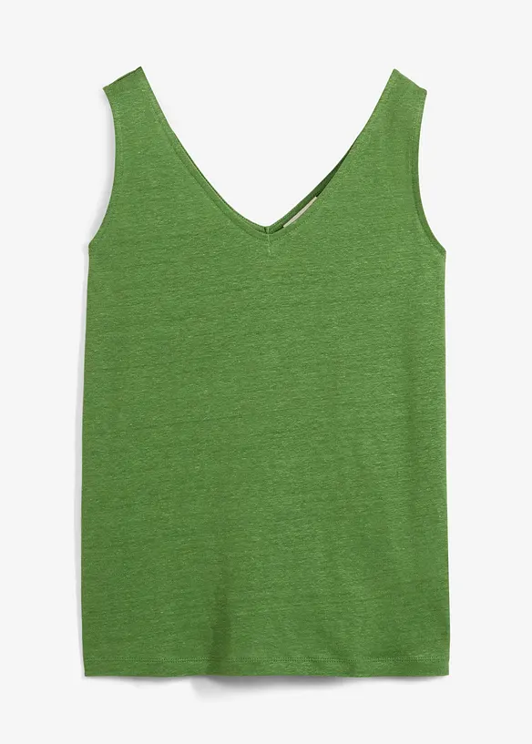 Tanktop aus reinem Leinen in grün von vorne - bonprix Tanktop aus reinem Leinen in grün von vorne - bonprix