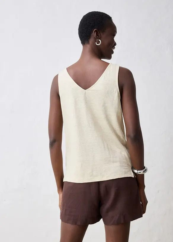 Tanktop aus reinem Leinen in beige von hinten (im Anschnitt) - bonprix Tanktop aus reinem Leinen in beige von hinten (im Anschnitt) - bonprix
