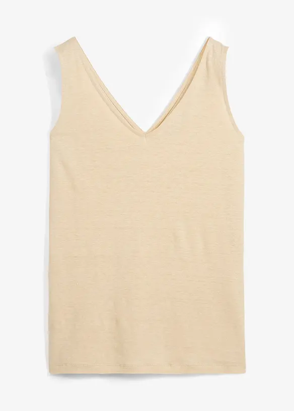 Tanktop aus reinem Leinen in beige von vorne - bonprix Tanktop aus reinem Leinen in beige von vorne - bonprix