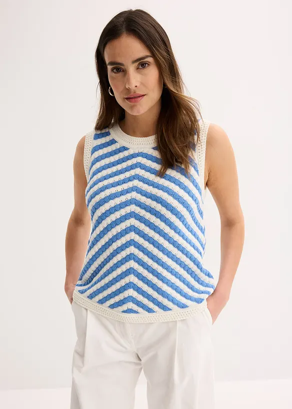 Stricktop in blau von vorne (im Anschnitt) - bonprix Stricktop in blau von vorne (im Anschnitt) - bonprix