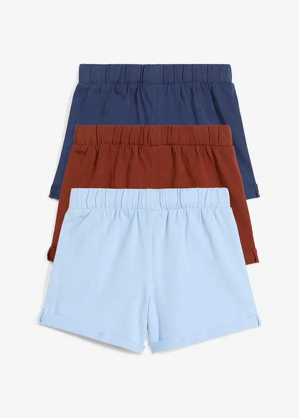 Baby Jerseyshorts aus reiner Bio-Baumwolle (3er Pack) in blau von hinten - bonprix