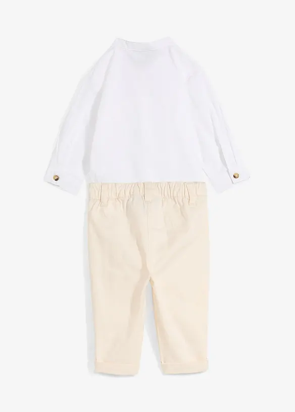 Body-Hemd und Chinohose aus reiner Baumwolle (2-tlg.Set) in weiß von hinten - bonprix