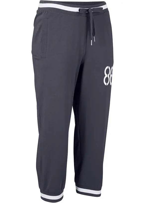 Jogginghose, 3/4-Länge aus Baumwollmix in blau von der Seite - bonprix Jogginghose, 3/4-Länge aus Baumwollmix in blau von der Seite - bonprix