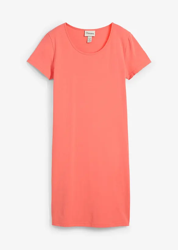 Shirtkleid aus Bio-Baumwoll-Stretch in pink von vorne - bonprix