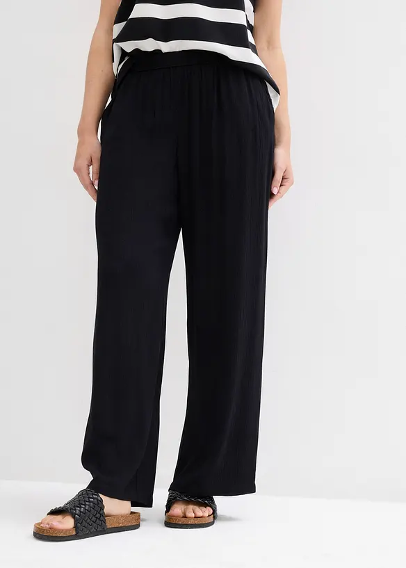 Palazzo-Hose aus softer Viskose in schwarz von vorne - bonprix Palazzo-Hose aus softer Viskose in schwarz von vorne - bonprix
