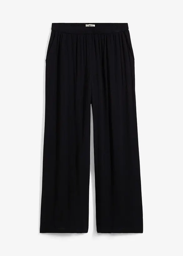 Palazzo-Hose aus softer Viskose in schwarz von vorne - bonprix Palazzo-Hose aus softer Viskose in schwarz von vorne - bonprix
