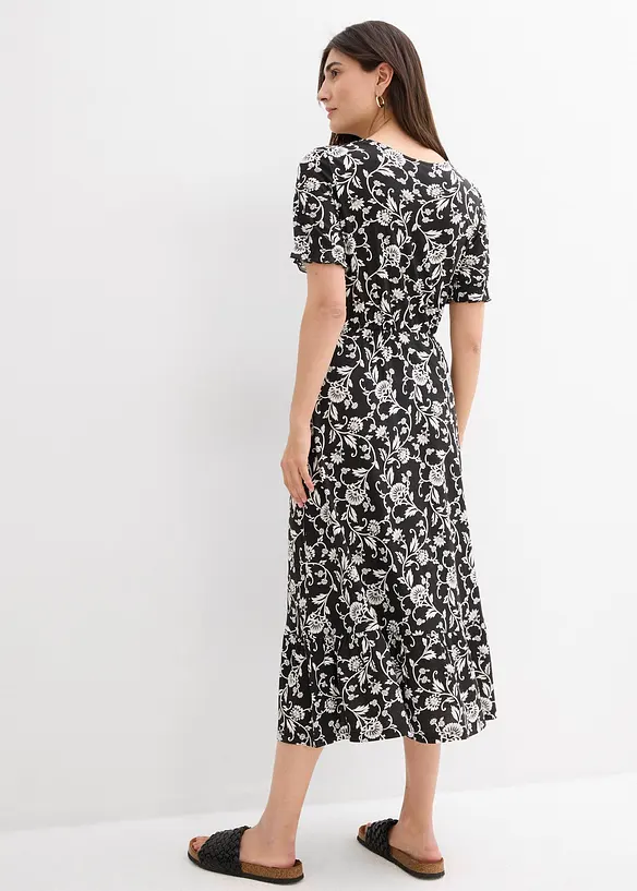Jerseykleid in schwarz von hinten (Totalaufnahme) - bonprix