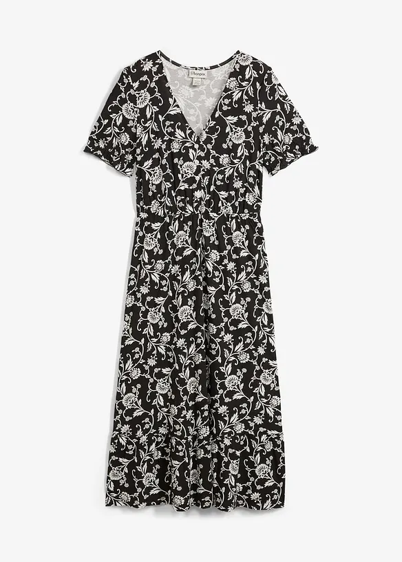 Jerseykleid in schwarz von vorne - bonprix