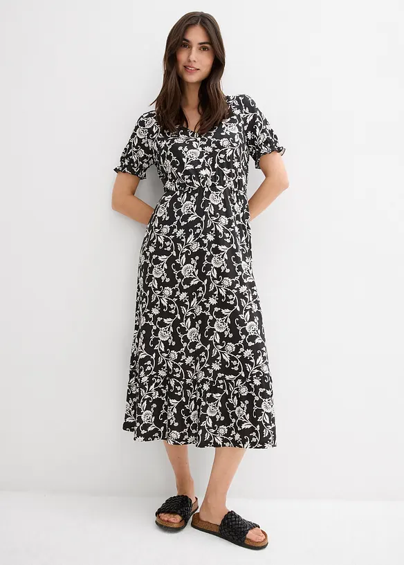 Jerseykleid in schwarz von vorne (Totalaufnahme) - bonprix