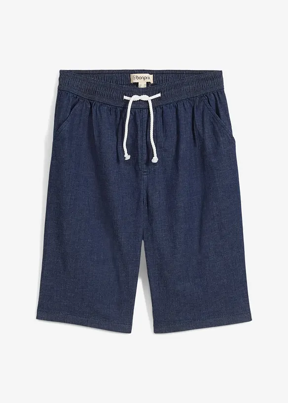 Schlupf-Jeans-Shorts mit Stretchanteil, Regular Fit in blau von vorne - bonprix