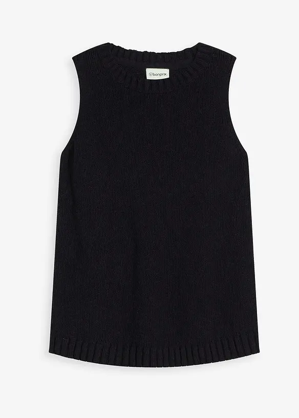 Stricktop aus Baumwolle mit Noppenstruktur in schwarz von vorne - bonprix Stricktop aus Baumwolle mit Noppenstruktur in schwarz von vorne - bonprix