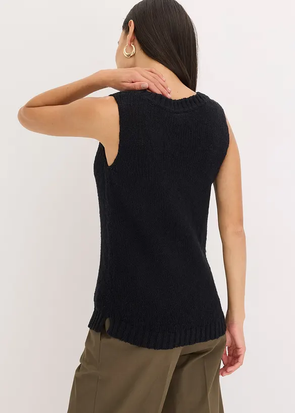 Stricktop aus Baumwolle mit Noppenstruktur in schwarz von hinten (im Anschnitt) - bonprix Stricktop aus Baumwolle mit Noppenstruktur in schwarz von hinten (im Anschnitt) - bonprix