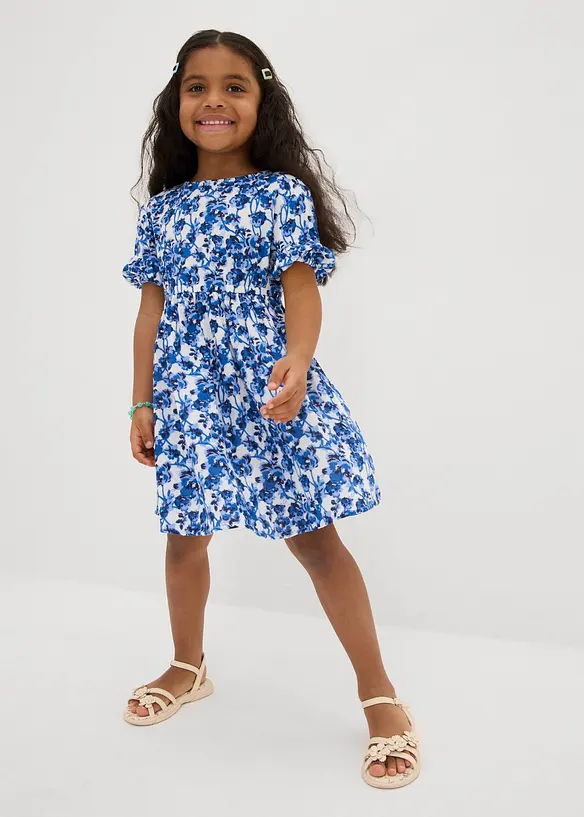 Kleid aus weichem Musselin in weiß von vorne (Totalaufnahme) - bonprix