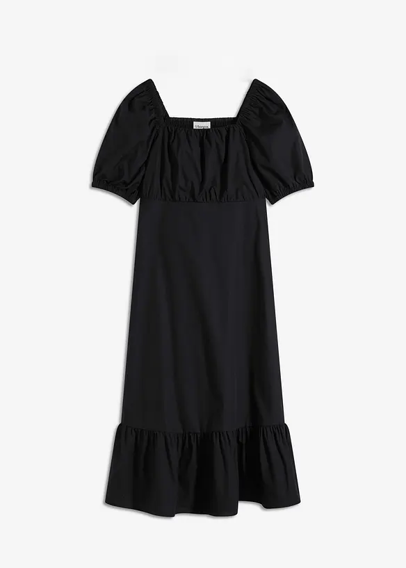 Midikleid aus reiner Bio-Baumwolle in schwarz von vorne - bonprix