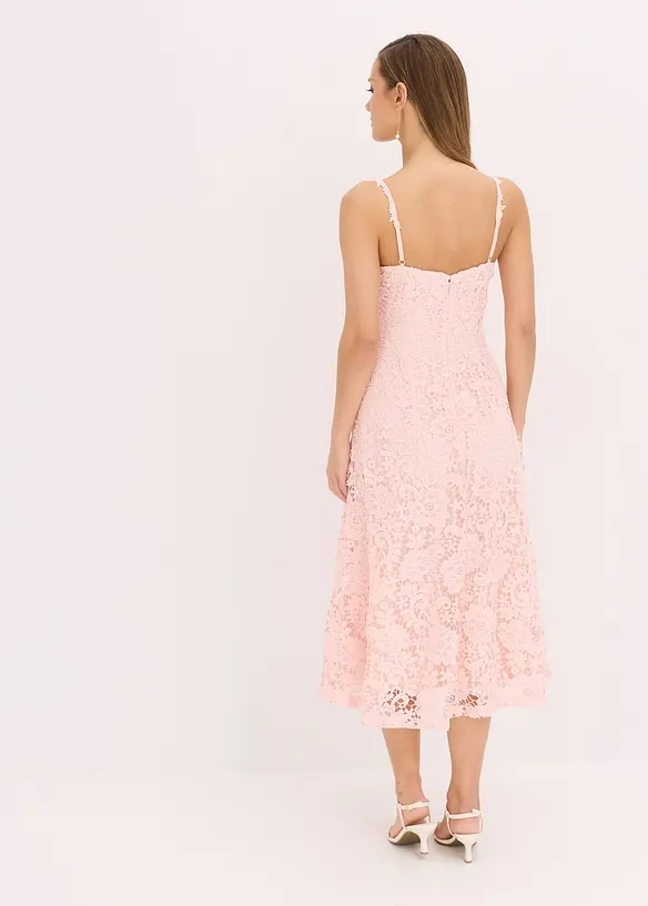 Spitzenkleid mit dekorierten Trägern in rosa von hinten (Totalaufnahme) - bonprix Spitzenkleid mit dekorierten Trägern in rosa von hinten (Totalaufnahme) - bonprix