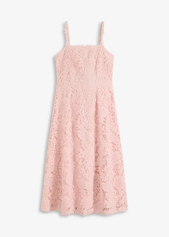Spitzenkleid mit dekorierten Trägern in rosa von vorne - bonprix Spitzenkleid mit dekorierten Trägern in rosa von vorne - bonprix