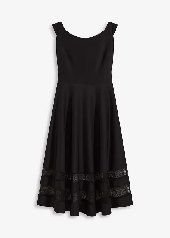 Carmen-Kleid mit Spitze in schwarz von vorne - bonprix