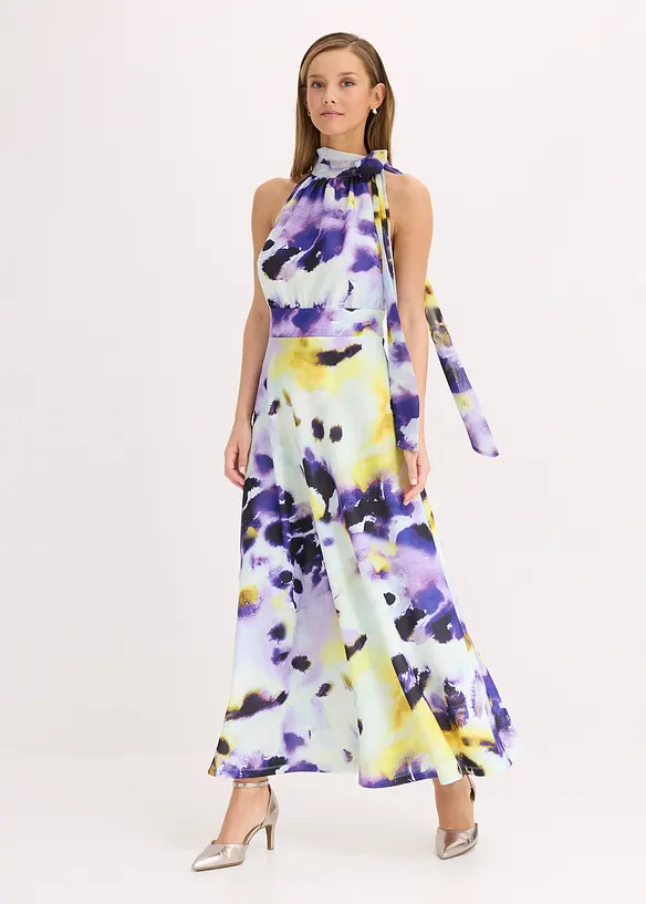 Maxikleid aus fester Scuba-Qualität in blau von vorne (Totalaufnahme) - bonprix