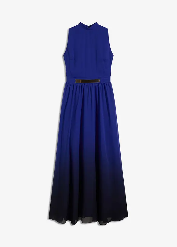 Chiffonkleid mit Kragen und Accessoire in blau von vorne - bonprix Chiffonkleid mit Kragen und Accessoire in blau von vorne - bonprix