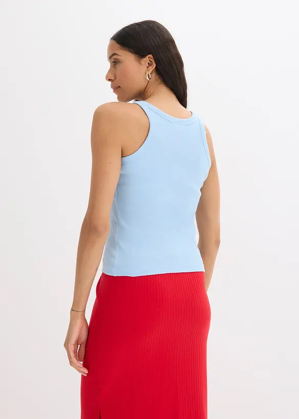 Geripptes Tanktop in blau von hinten (im Anschnitt) - bonprix