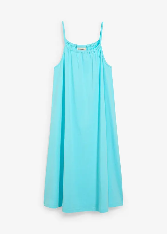 Jerseykleid aus reiner Bio-Baumwolle in blau von vorne - bonprix