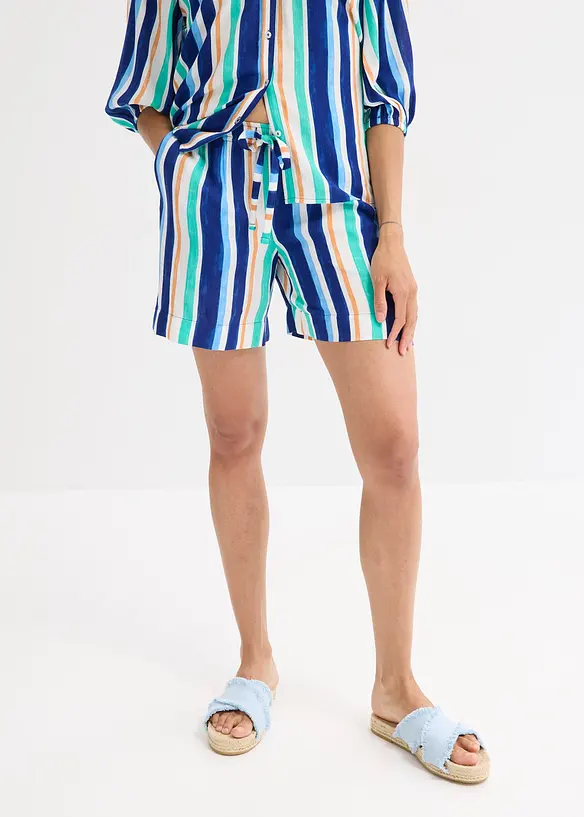Schlupf-Shorts aus feiner Viskose in blau von vorne - bonprix Schlupf-Shorts aus feiner Viskose in blau von vorne - bonprix