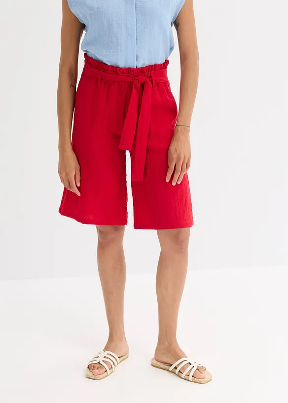 Schlupf-Bermuda aus Viskose-Mix in rot von vorne - bonprix
