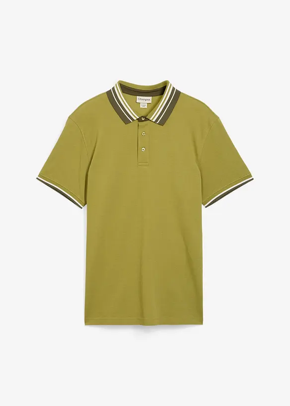 Poloshirt aus robustem Piqué in grün von vorne - bonprix