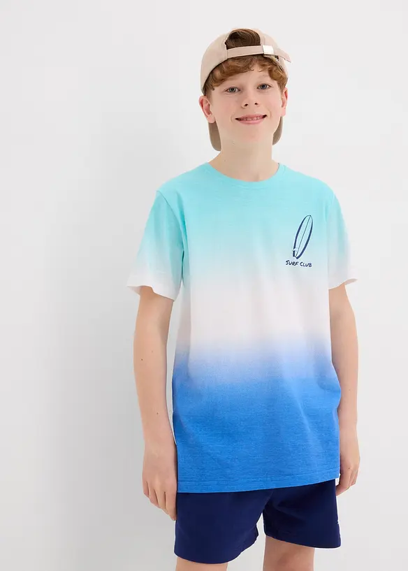 T-Shirt aus Bio Baumwolle in blau von vorne (im Anschnitt) - bonprix