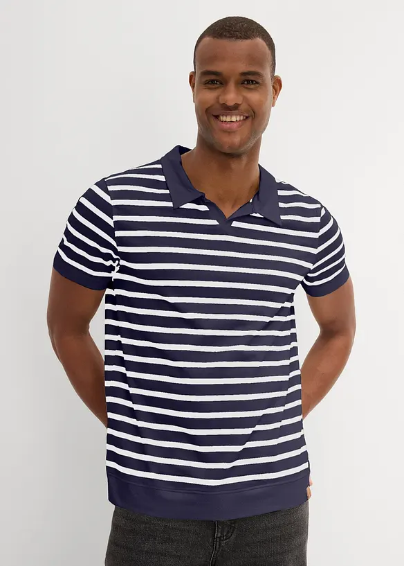 Poloshirt in Regular Fit in blau von vorne (im Anschnitt) - bonprix