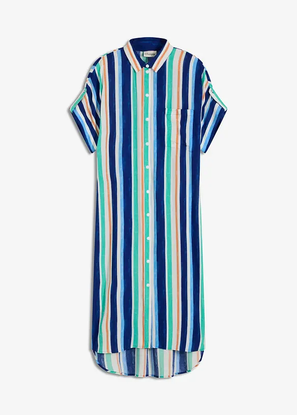 Blusenkleid aus fließender Viskose in blau von vorne - bonprix Blusenkleid aus fließender Viskose in blau von vorne - bonprix