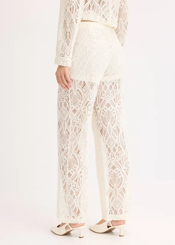 Hose aus Spitze in beige von hinten - bonprix