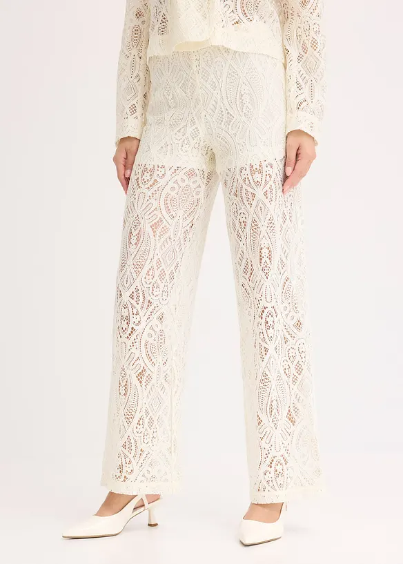 Hose aus Spitze in beige von vorne - bonprix