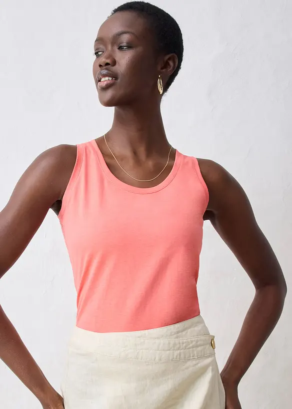Tanktop mit Seidenanteil in pink von vorne (im Anschnitt) - bonprix