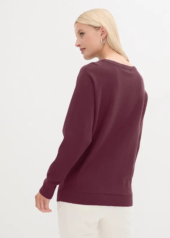 Pullover mit Fledermausärmeln in rot von hinten (im Anschnitt) - bonprix