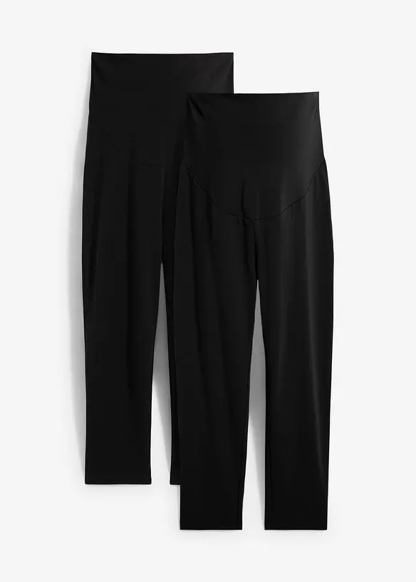 Umstands-Leggings in Capri-Länge (2er Pack) in schwarz von vorne - bonprix