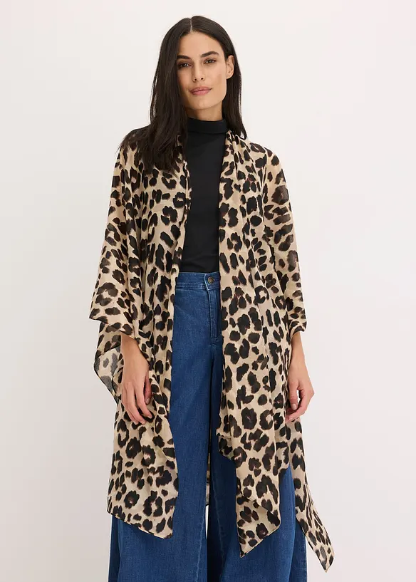 Poncho im Leolook in schwarz von vorne (im Anschnitt) - bonprix