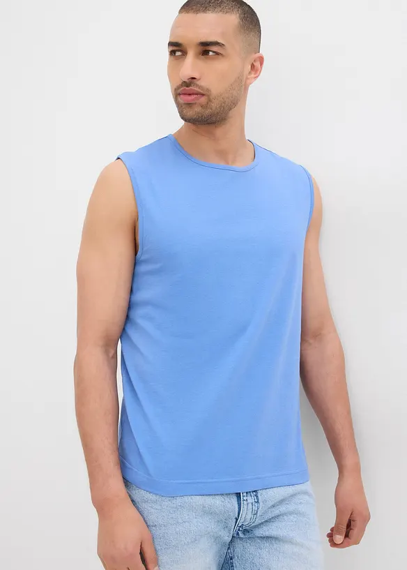 Muskelshirt (3er Pack) in blau von vorne (im Anschnitt) - bonprix Muskelshirt (3er Pack) in blau von vorne (im Anschnitt) - bonprix