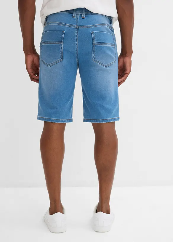 Sweat-Jeans-Bermuda m. Komfortschnitt in Regular-Fit in blau von hinten - bonprix