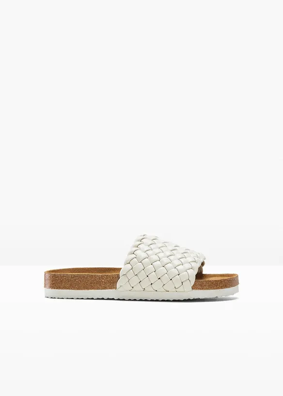Pantoletten in Flechtoptik in beige von vorne - bonprix