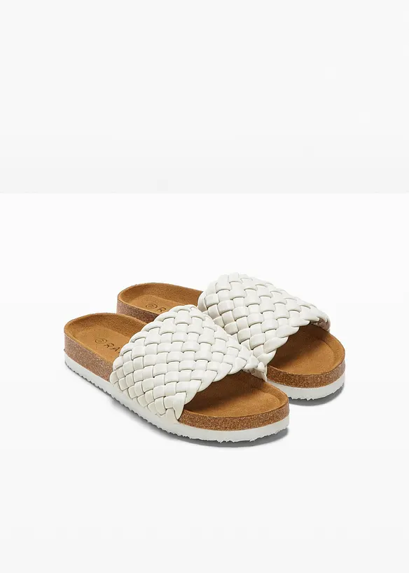 Pantoletten in Flechtoptik in beige - bonprix