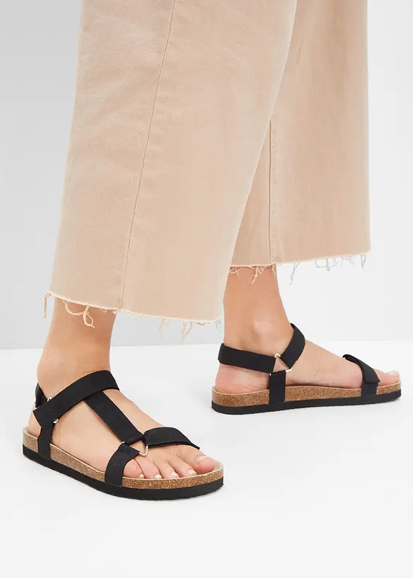 Sandalen mit leicht geformtem Fußbett in schwarz - bonprix