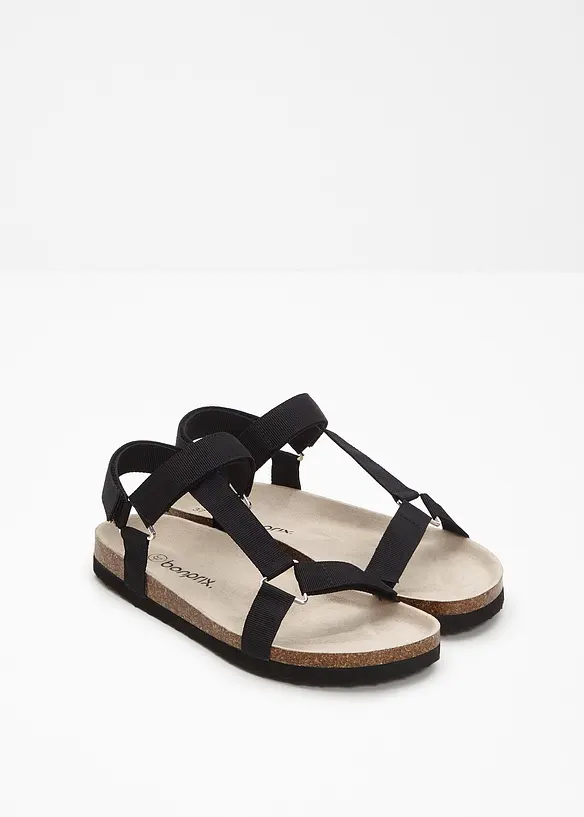 Sandalen mit leicht geformtem Fußbett in schwarz - bonprix