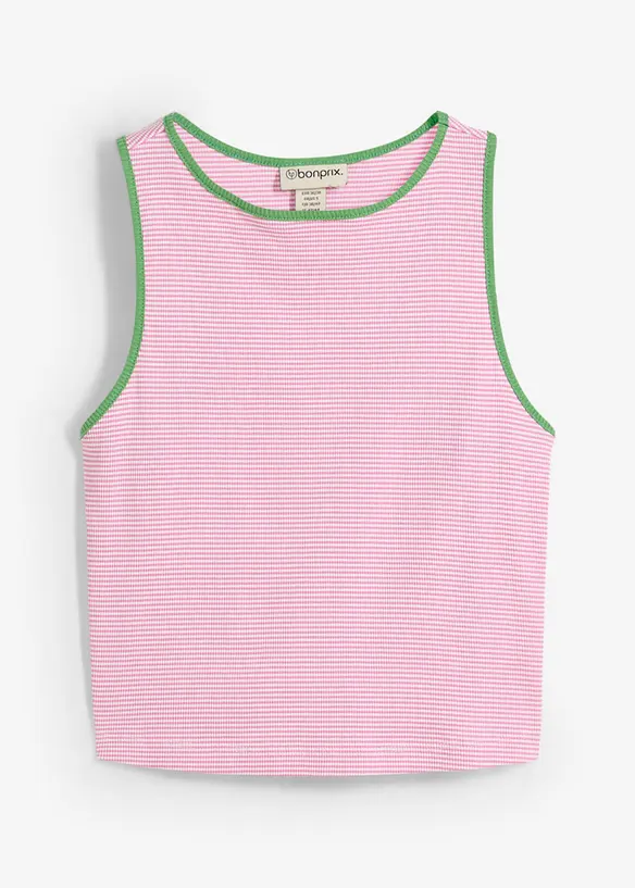 Ripp-Croptop aus reiner Bio-Baumwolle in weiß von vorne - bonprix Ripp-Croptop aus reiner Bio-Baumwolle in weiß von vorne - bonprix