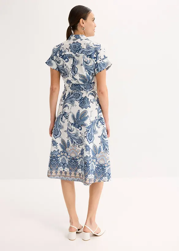 Kleid mit Bindeband in beige von hinten (Totalaufnahme) - bonprix Kleid mit Bindeband in beige von hinten (Totalaufnahme) - bonprix