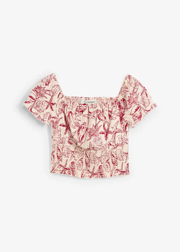 Carmenbluse aus reiner Baumwolle in weiß von vorne - bonprix