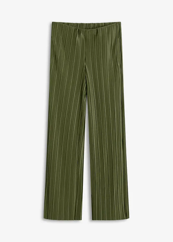 Jersey-Hose mit Plissee in grün von vorne - bonprix Jersey-Hose mit Plissee in grün von vorne - bonprix