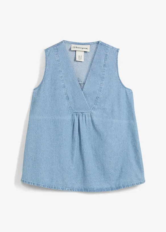 Jeans-Blusentop in blau von vorne - bonprix